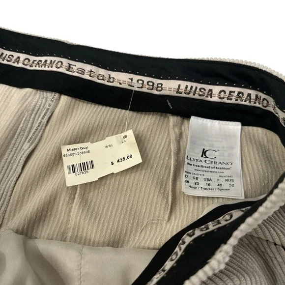 LUISA CERANO SMART Lightweight Corduroy Cord Wide LEG TROUSER OFFICE NWT 16